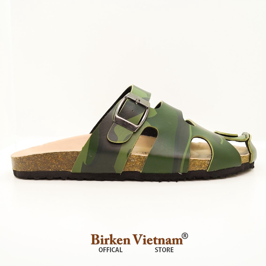 [ New Style ] Mã Dép Rọ ĐẾ TRẤU Da PU Camo Rằn Ri Quai Rọ Unisex Birken Việt Nam Biolinee