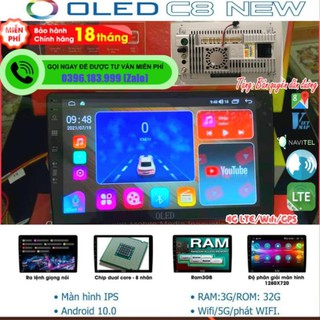 Màn hình android OLED C8 New theo xe innova 2017- 2020 kèm dưỡng và jack zin