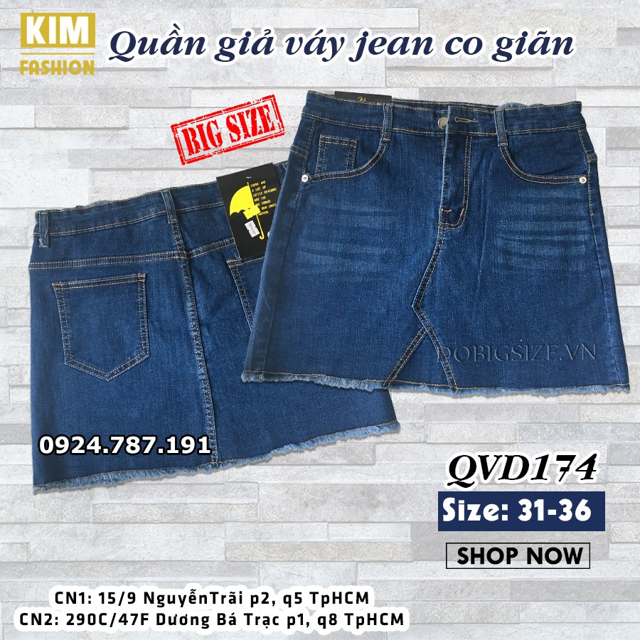 Quần Váy Jean Bigsize Co Giãn QVD174 size 31-36