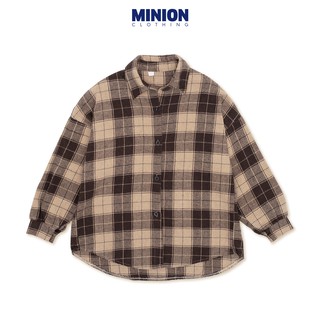 Áo sơ mi dạ kẻ caro Minion Clothing, form rộng, dáng Unisex, phong cách Ulzzang Streetwear A2405