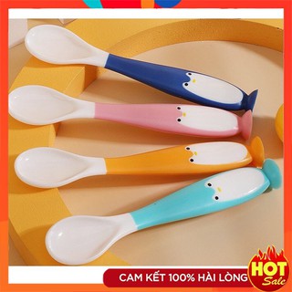 Thìa Ăn Dặm Chim Cánh Cụt, Thìa Uốn Dẻo Cho Bé Yêu - Thìa Ăn Dặm Được Chế Tạo Từ Hạt Nhựa PP+TPE Thân Thiện Môi Trường
