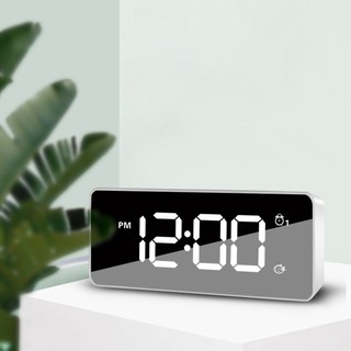 Mirror Led Charging Digital Alarm Clock Sound Control Backlight White