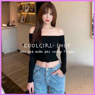Áo Trễ Vai Tay Dài Phối Nút