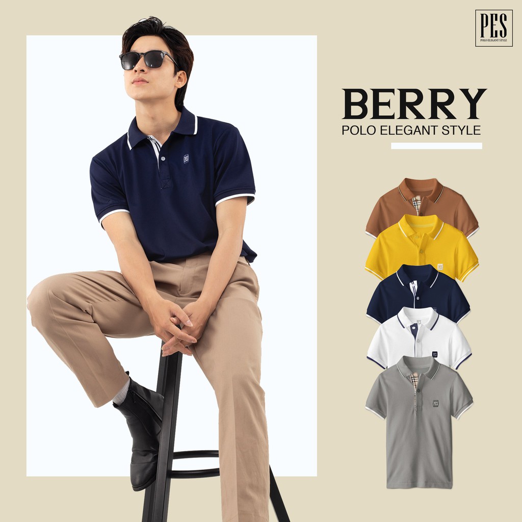 Áo thun Polo Pes Berry màu Vàng cổ bẻ vải cá sấu Cotton trẻ trung lịch lãm