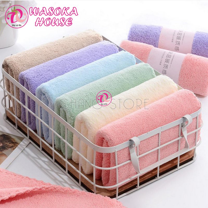 Khăn mặt siêu thấm hút mềm mại 30x50cm, set 5cai, khăn xuất hàn siêu đẹp