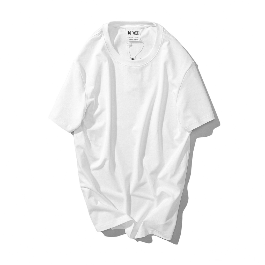 Áo thun trắng cổ tròn DEFOXX chất cotton 4 chiều mịn màng bền khẳng định 100% ko xù admin đã và đang sử dụng - ATDF1