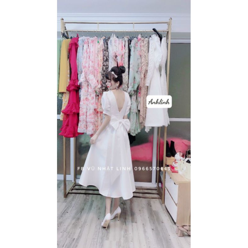 VÁY TRẮNG NGỌC NƠ LƯNG