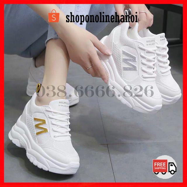 Giày thể thao nữ độn đế cao cấp Sục hở mũi dây buộc siêu đẹp siêu hot giá rẻ