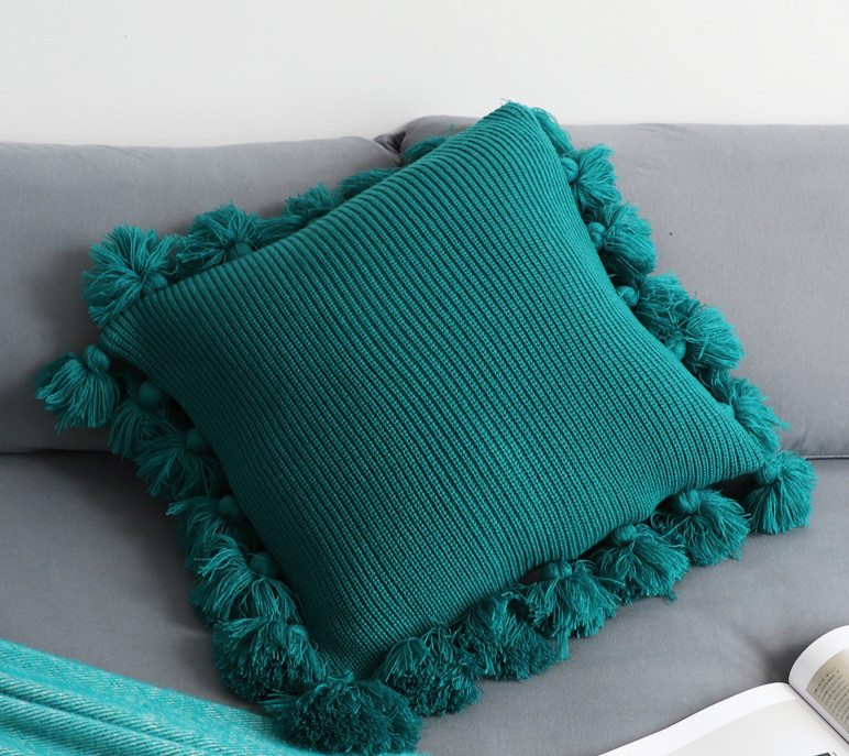 HOMEPLUS Throw Pillow Cover Bohemian Style Cotton Linen Tassel Decorative Pillowcase For Sofa