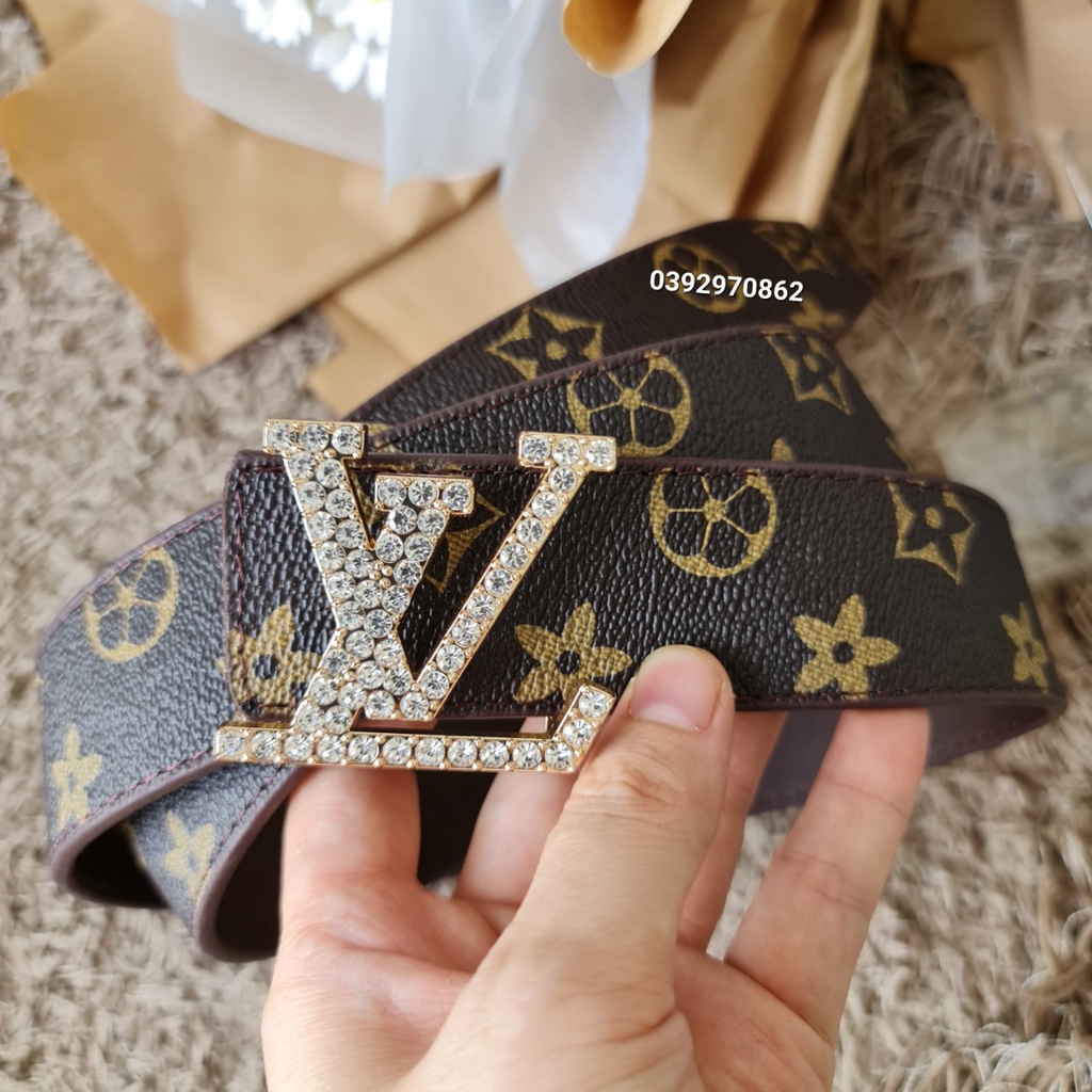 Thắt lưng nam LV, dây lưng nam cao cấp, mặt kim loại nguyên khối đính đá trẻ trung lịch lãm trẻ trung, mẫu mới nhất 2022