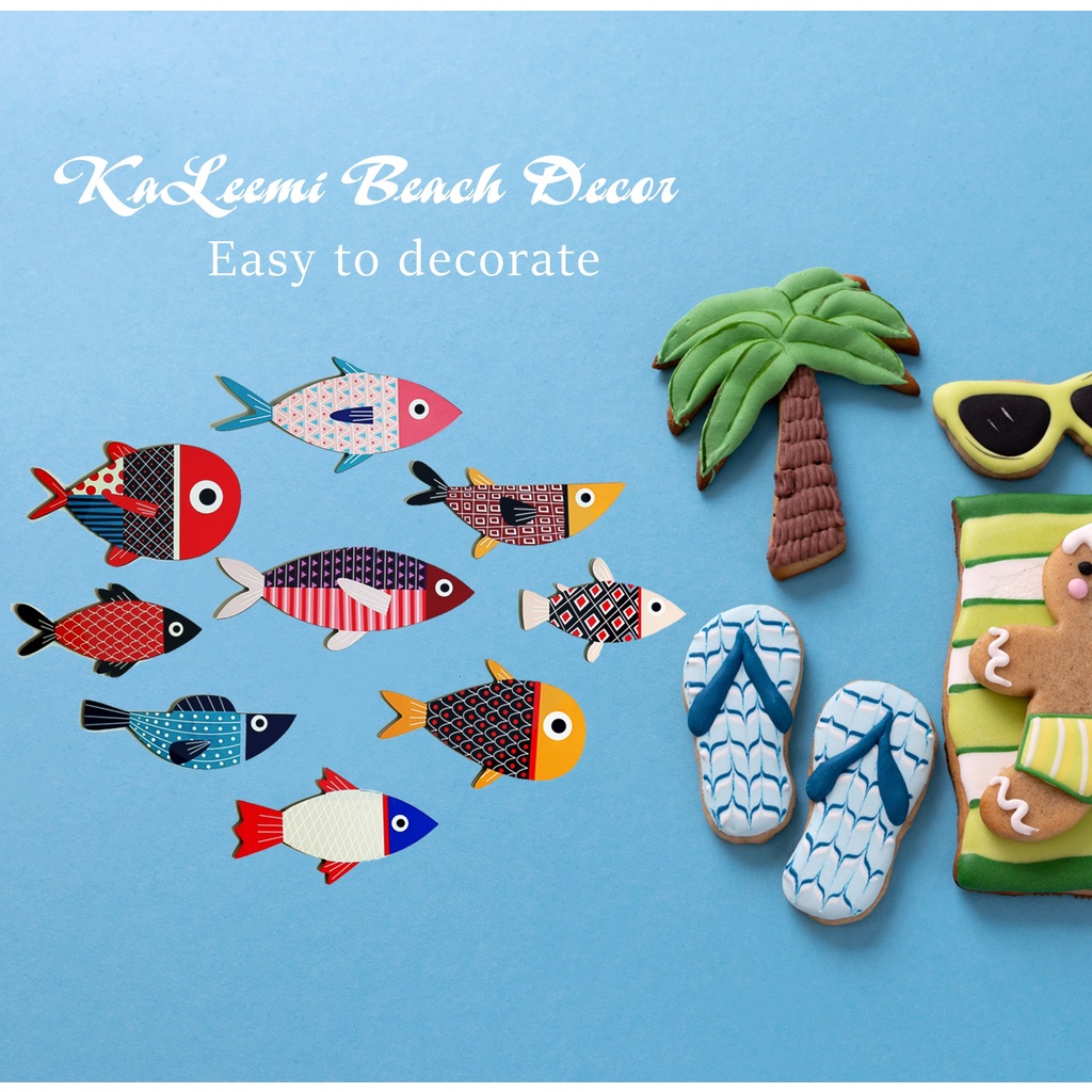 Bộ tranh Cá gỗ decor dán tường cao cấp  trang trí phòng khách, phòng ngủ, tranh cá treo tường gắn sẵn băng dín