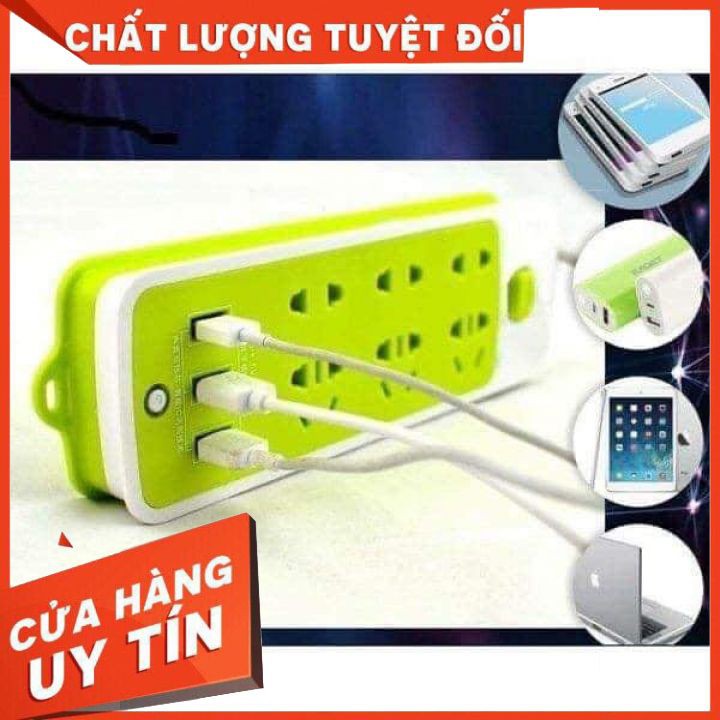 Ổ Cắm Điện Đa Năng 6 Phích Và 3 Cổng Sạc USB