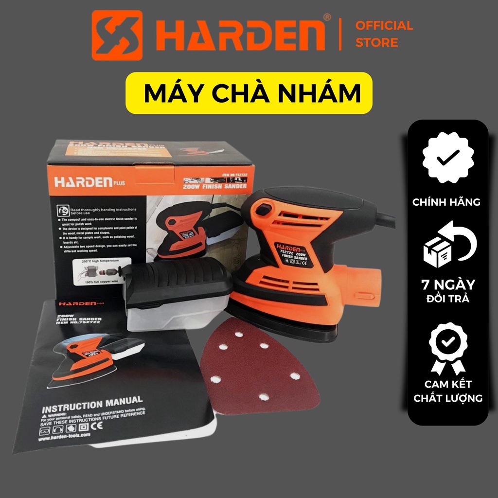 Máy chà nhám rung tam giác HARDEN Plus 752722 - Bảo hành chính hãng 12 tháng