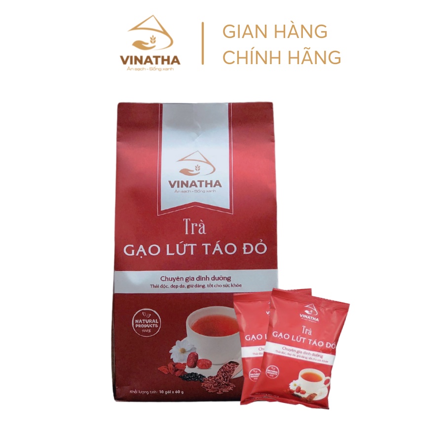 Trà Gạo Lứt Táo Đỏ Ăn Kiêng Giảm Cân VINATHA 10 gói nhỏ (60 gram / gói) VNT03