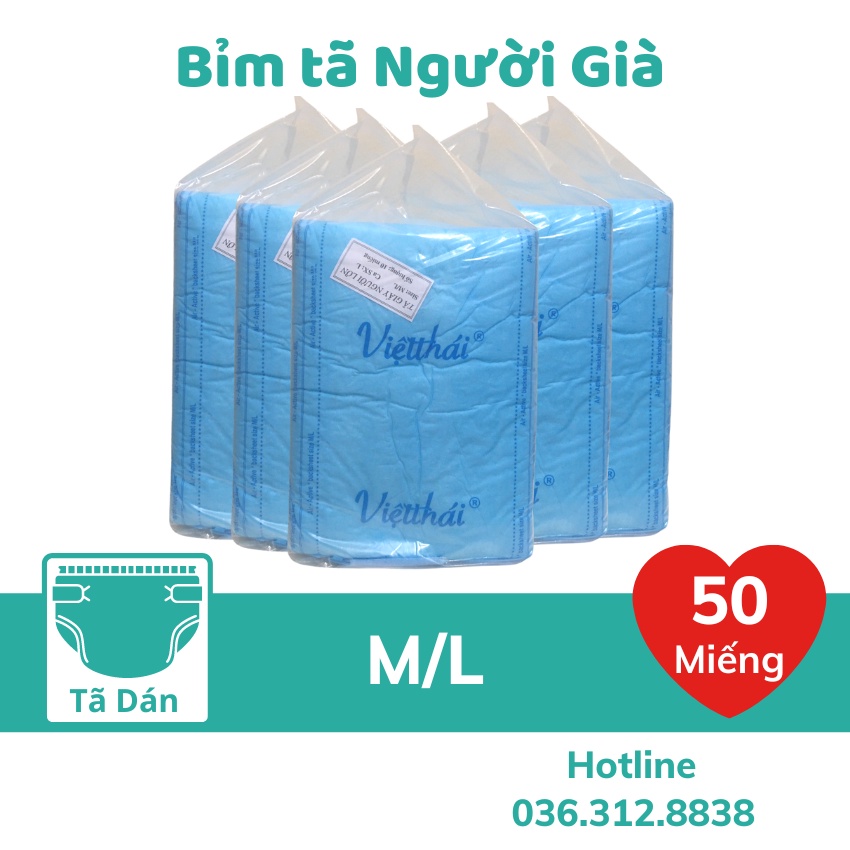 Bỉm tã trần người già 💥 RẺ NHẤT 💥 50 miếng bỉm dành cho người già Việt Thái size M/L, phom chắc chắn, siêu thấm hút
