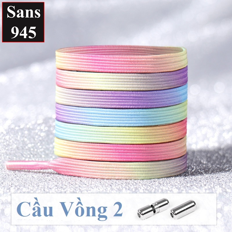 Dây giày thông minh không cần buộc Sans945 co giãn bản dẹt cho giày thể thao sneaker nam nữ nhiều màu trắng đen xanh xám