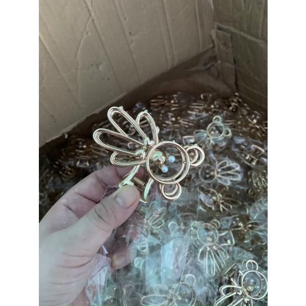 Kẹp Tóc Hình Gấu Đơn Giản Bằng Kim Loại Acrylic