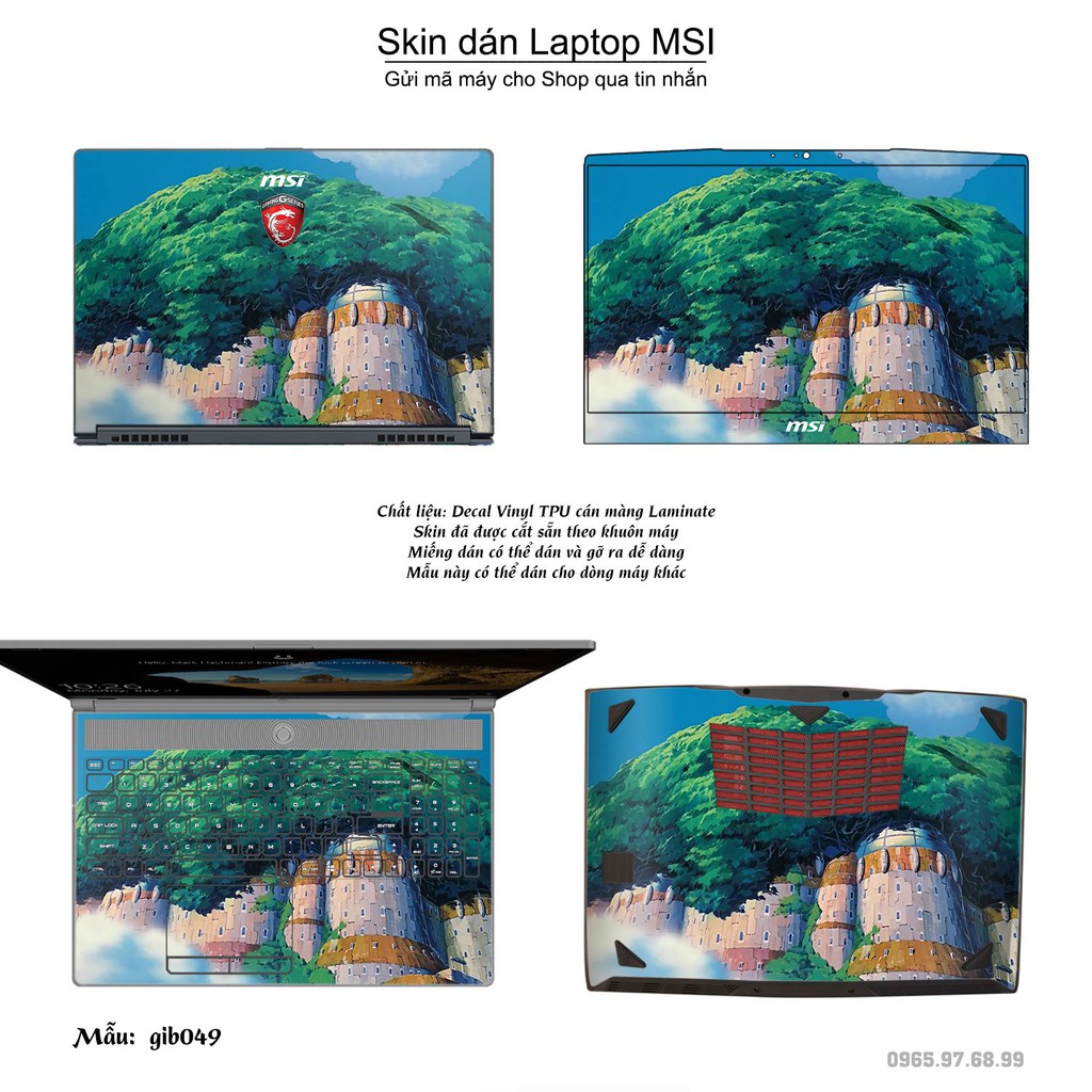 Skin dán Laptop MSI in hình Ghibli photo (inbox mã máy cho Shop)