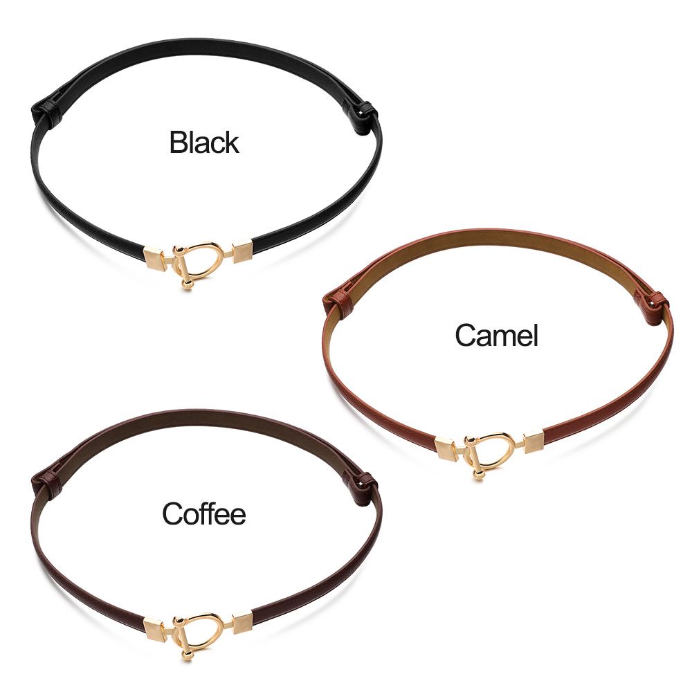 Dây thắt lưng da có khóa cài kim loại điều chỉnh được thời trang dành cho nữ