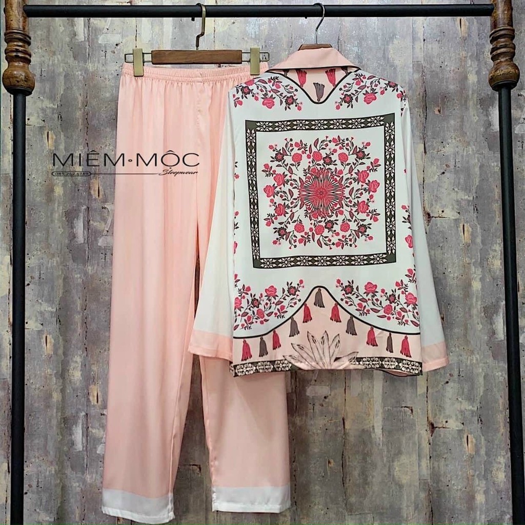 Đồ bộ nữ Vic's lụa Latin cao cấp, đồ ngủ hoạ tiết mặc nhà sang trọng L239 thời trang nữ pijama | BigBuy360 - bigbuy360.vn