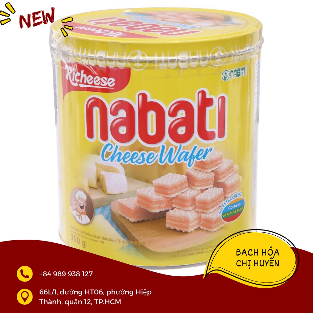 Bánh xốp nhân phô mai Nabati hộp thiếc 350g