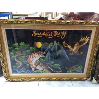 Tranh thêu sẵn chưa khung (tranh hổ thêu) SING HÙNG TƯƠNG NGỘ