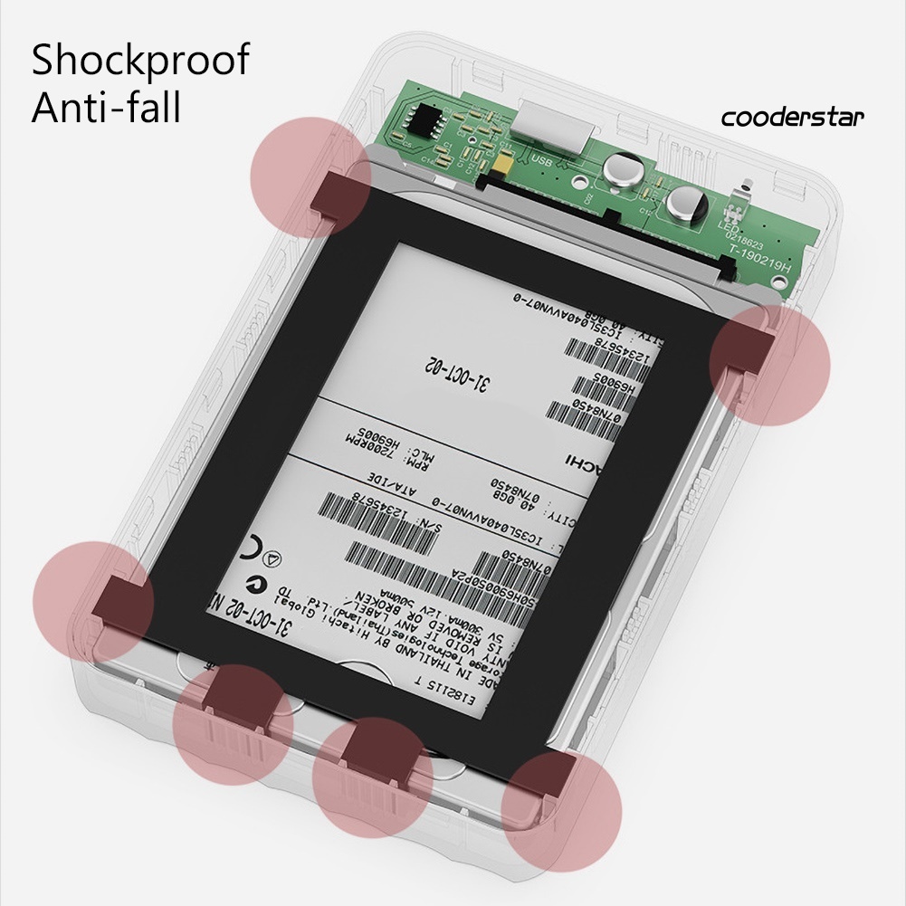 COOD-st USB 3.0 2.5inch SATA External Enclosure Silicone Protection Hard Drive Disk Box