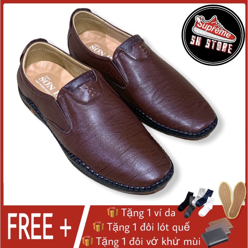 GIẦY LƯỜI DA BÒ 100% ĐẾ CAO SU NON CAO CẤP SƠN HÀ - VNXK