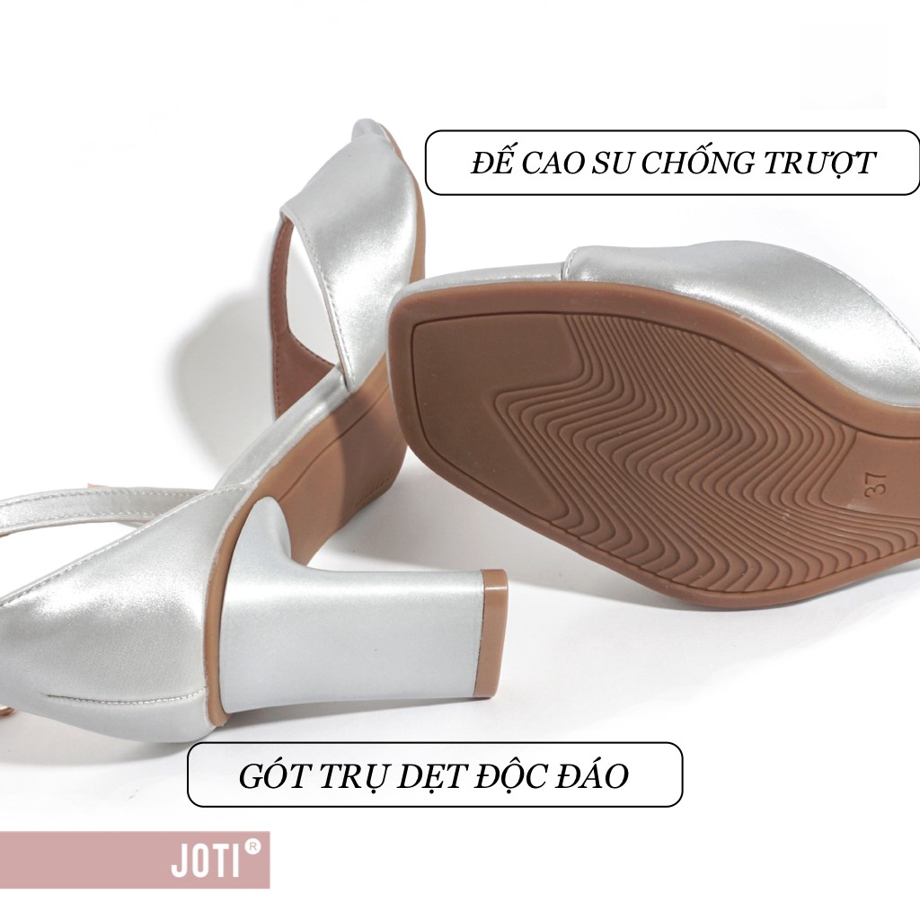 JOTI Giày Sandal Cao Gót Nữ Karima 3256VN6 2021 - Quai Ngang Đẹp Dịu Dàng Đế Trụ Dẹt 6cm - Mang Công Sở Đi Làm Dự Tiệc