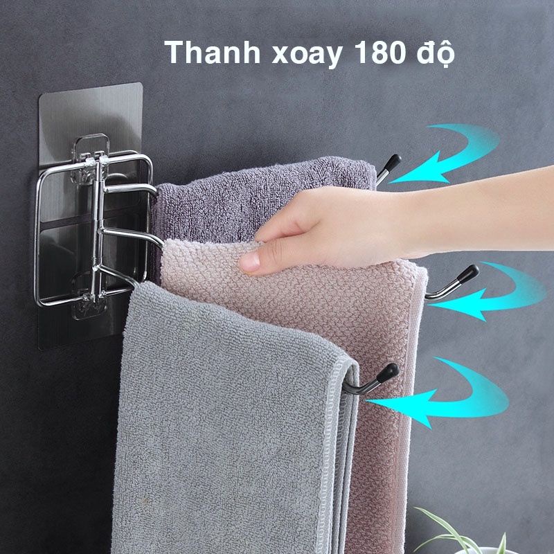 Giá treo khăn dán tường kiểu dáng lượn sóng độc đáo móc treo inox kệ để trong nhà tắm sang xịn mịn giá treo quần áo K136