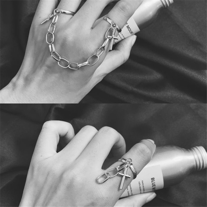 Nhẫn đeo tay hình chữ thập phong cách hip hop thời trang cổ điển cho nam và nữ