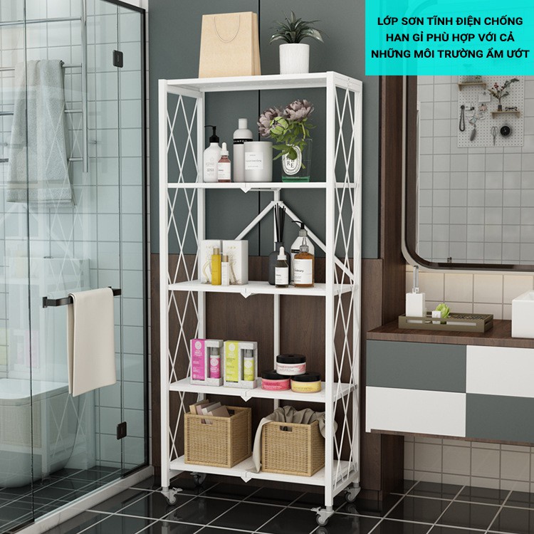 Kệ Gấp Gọn Đa Năng , Kệ Nhà Bếp MB HOME 3/4/5 tầng có bánh xe di chuyển (NC6)