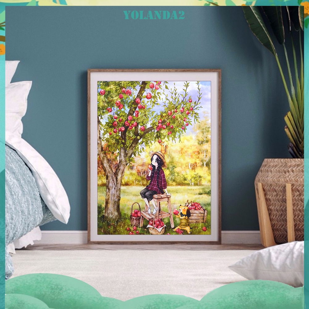 Tranh thêu chữ thập hình cây táo 11ct kèm phụ kiện