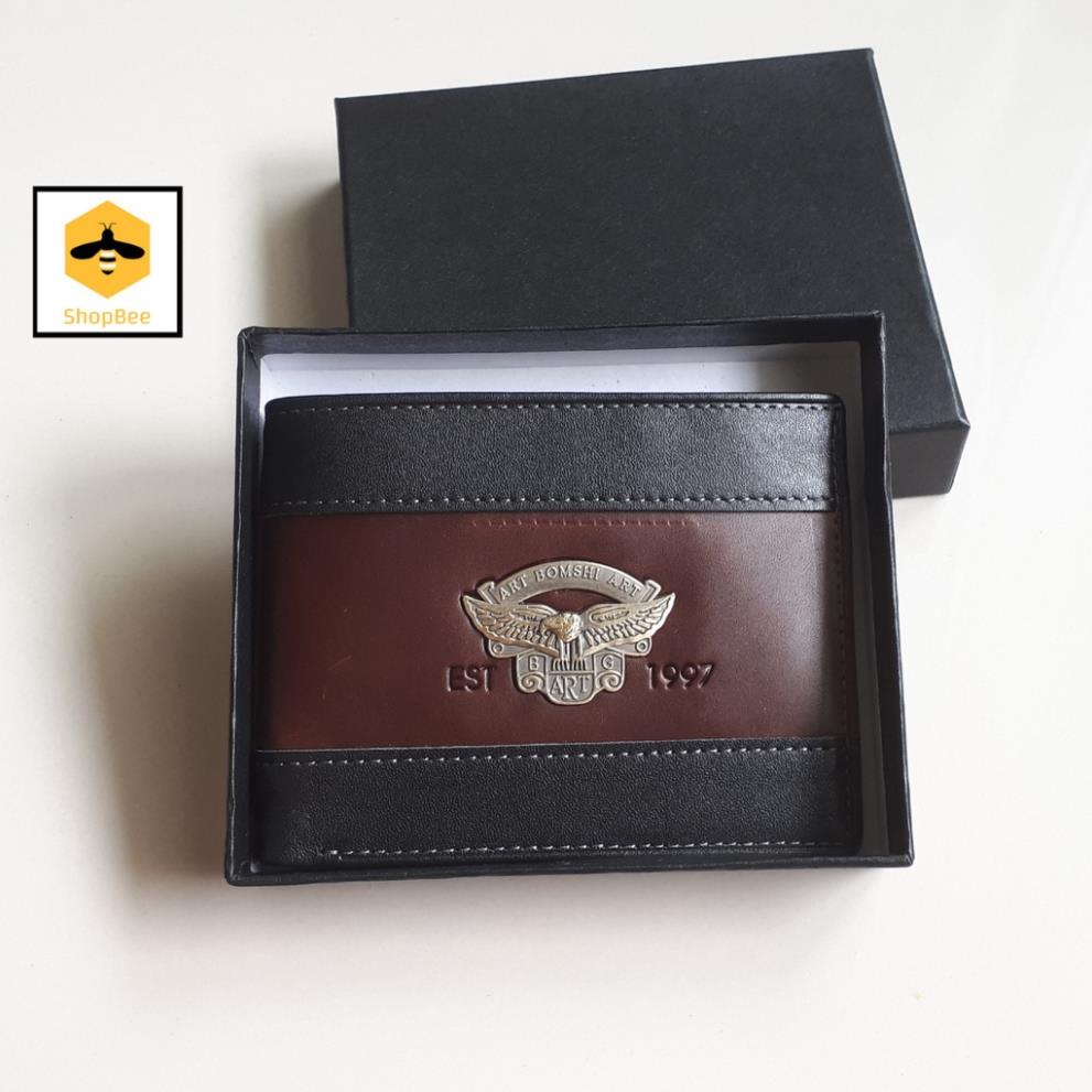 Ví nam dáng ngang da bò sáp đẹp cao cấp logo đại bàng MVH100 - TẶNG KÈM HỘP - bảo hành 12 tháng !
