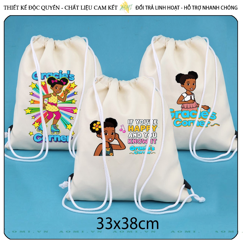 BALO MINI phonics song gracie's corner AOMIVN DÂY RÚT ĐEO VAI 33x38cm NHỎ XINH UNISEX CHẤT CANVAS CUTE TIỆN ÍCH DU LỊCH