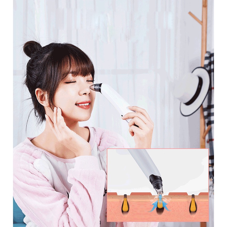 Máy hút mụn đầu đen dụng cụ làm sạch lỗ chân lông làm nóng giúp hút mụn cám, mụn đầu đen