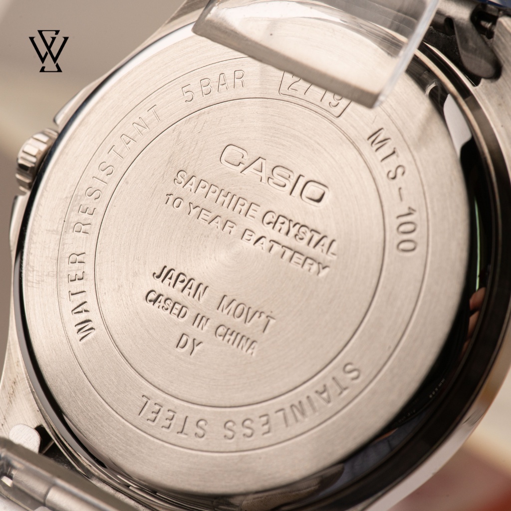 Đồng Hồ Quartz Nam Casio WATCHSTORE MTS-100D-2AVDF Thiết Kế Kính Sapphire 41mm, Dây Kim Loại, Vỏ Thép Không Gỉ