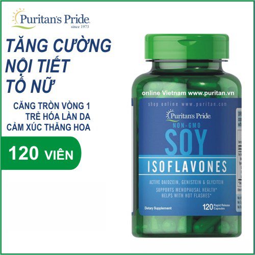 Tinh chất mầm đậu nành làm đẹp và bổ sung estrogen nội tiết nữ Puritan's Pride Soy Isoflavones 120 viên