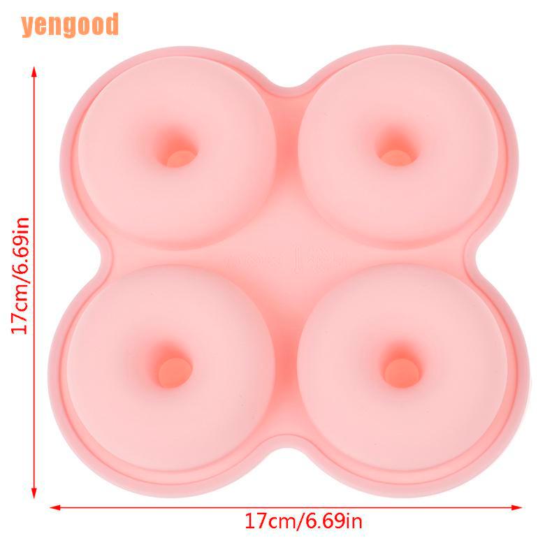 Bộ 4 Khuôn Silicone Làm Bánh Donut Chống Dính Kèm 4 Khuôn
