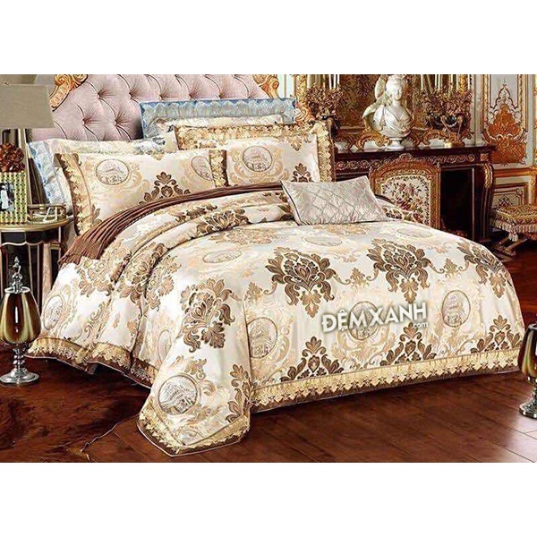Bộ Ga Phủ Cưới Gấm Hoàng Gia Cao Cấp Singapo nhập 5 Món