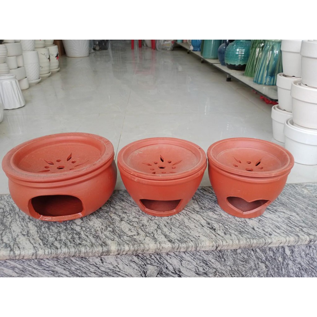 BẾP ĐẤT NUNG XÔNG ĐỐT BỒ KẾT GỐM BÁT TRÀNG CAO CẤP- KT 18CM