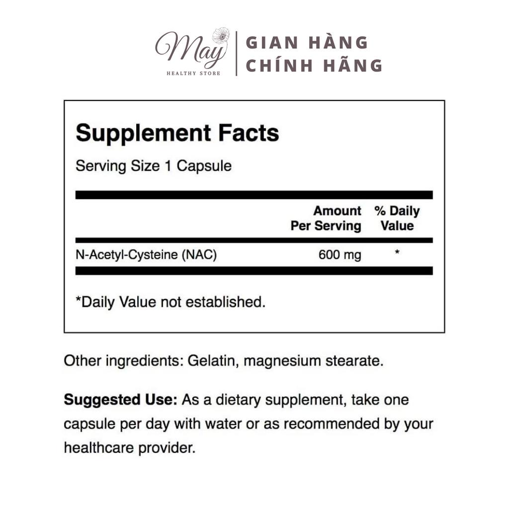 Viên Uống Swanson NAC N-Acetyl Cysteine Chống Oxy Hóa Bảo Vệ Gan Thận Tăng Cường Glutathione (100 Viên/Lọ)