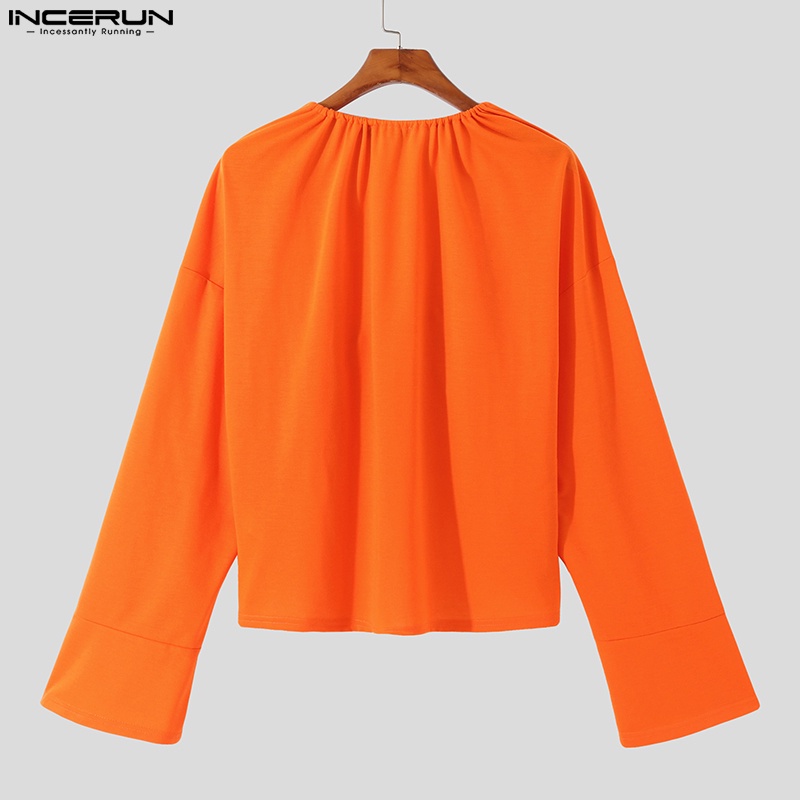 Áo thun INCERUN tay dài kiểu dây rút thời trang cá tính dành cho nam