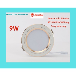 Đèn âm trần, ốp trần đổi màu AT10 ĐM 90/9W Rạng Đông viền vàng
