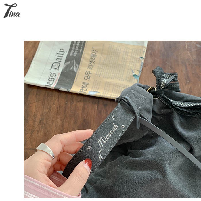 Túi tote đeo vai nữ Micocah thiết kế dây rút, dây thêu hoa nữ tính (FSF518) (M428)
