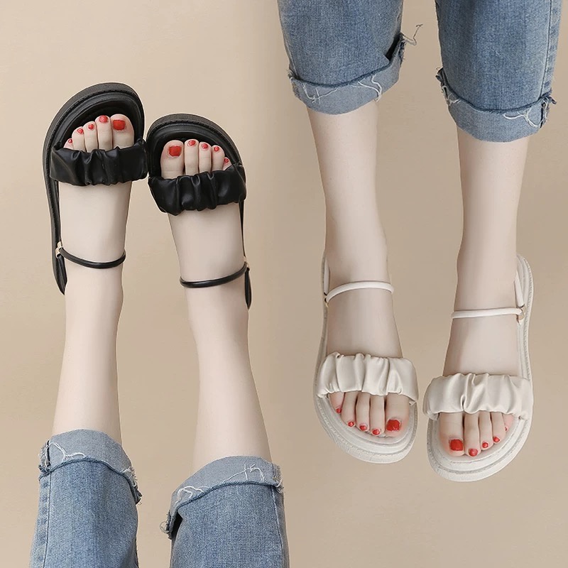 Giày Nữ Sandal Đế Bằng 3P Quai Bèo Chắc Chắn Bền Đẹp 100