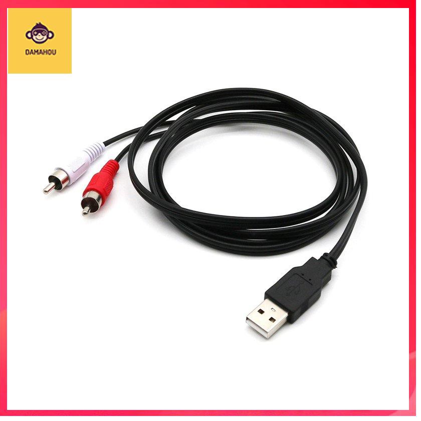 Dây Cáp Chuyển Đổi Usb A Male Sang 2 Rca Phono Av Cho Pc Tv Aux