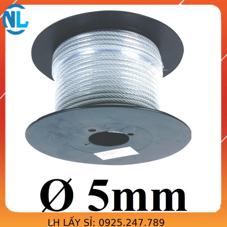 Dây cáp thép bọc nhựa 5 li [ 5mm ] dài 1 mét – 1000 mét cáp thép giá sỉ