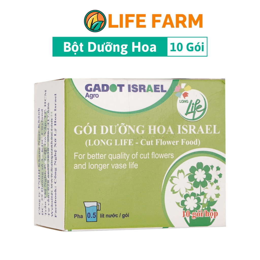 Bột Pha Nước Cắm Hoa Tươi Lâu Long Life Dưỡng Hoa Lâu Tàn Tới 14 Ngày- Hộp 10 Gói (LLD)