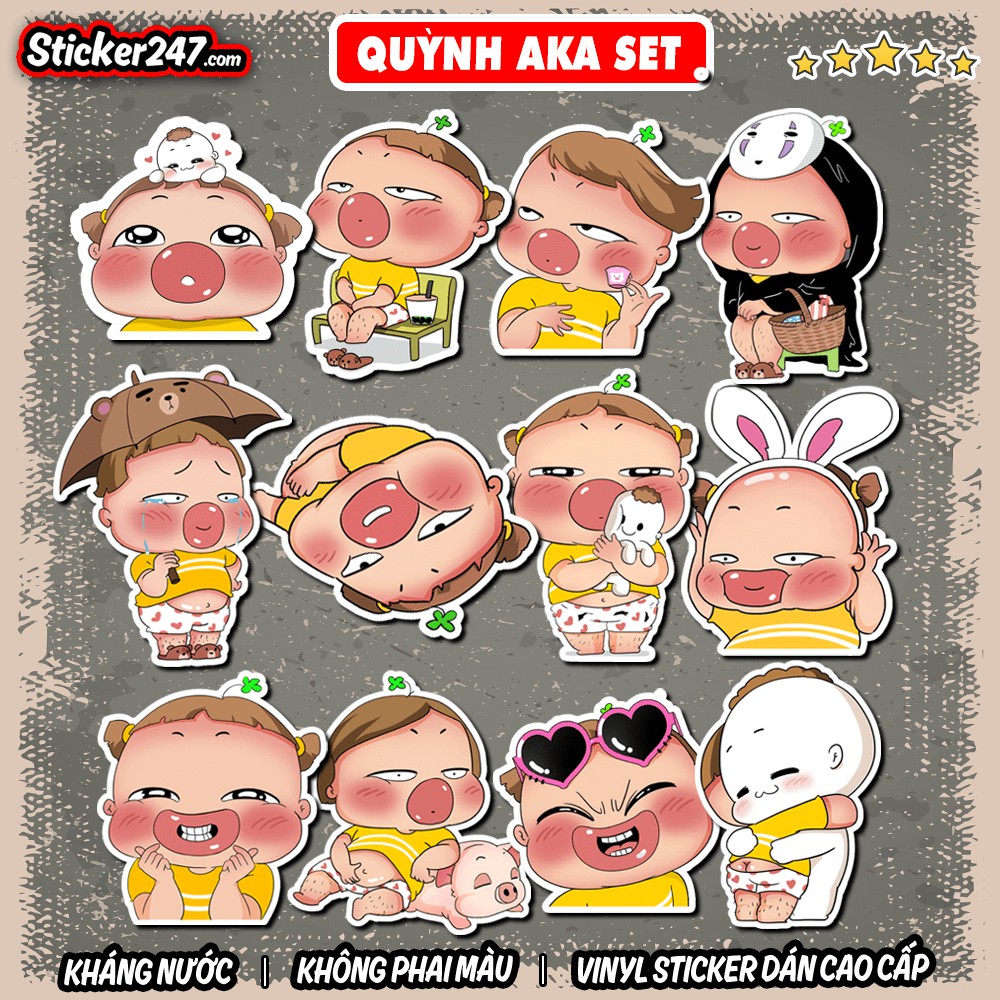 Sticker Quỳnh Aka Cute Icon 𝑭𝒓𝒆𝒆𝒔𝒉𝒊𝒑 chống nước sticker dán laptop, điện thoại, đàn, mũ bảo hiểm, vali - CHA02